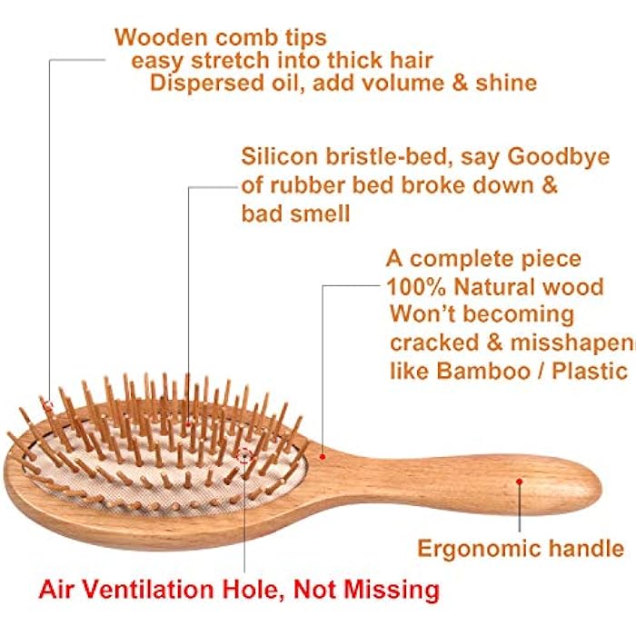 WeCoola Wooden Bristle Hair Brush - Stimulating Scalp Massage for Hair Growth, Ideal Gift for All Hair Types - Image 2